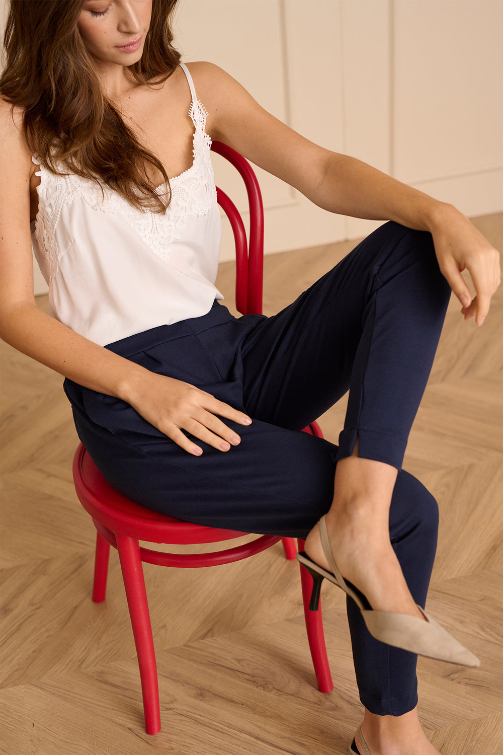 Cream Clothing CRAnett Navy Jersey Cropped Trousers 10604411 193923 - Experience Boutique