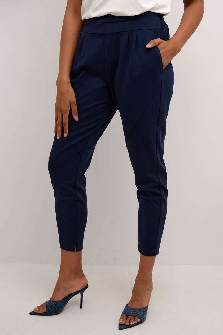 Cream Clothing CRAnett Navy Jersey Cropped Trousers 10604411 193923 - Experience Boutique