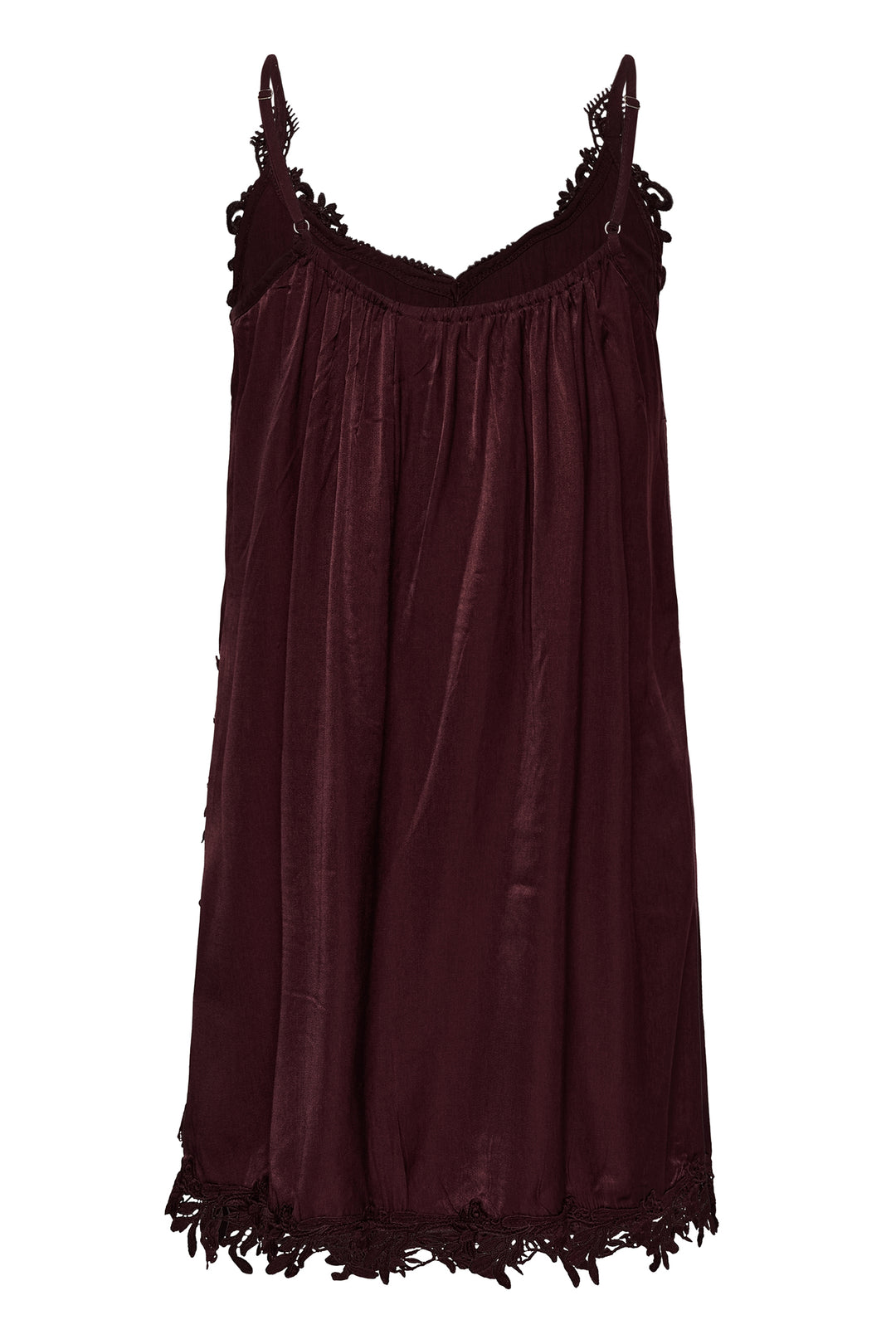 Cream Clothing CRAnna Fudge Red Lace Longline Vest Top 10615615 191619, back view flat