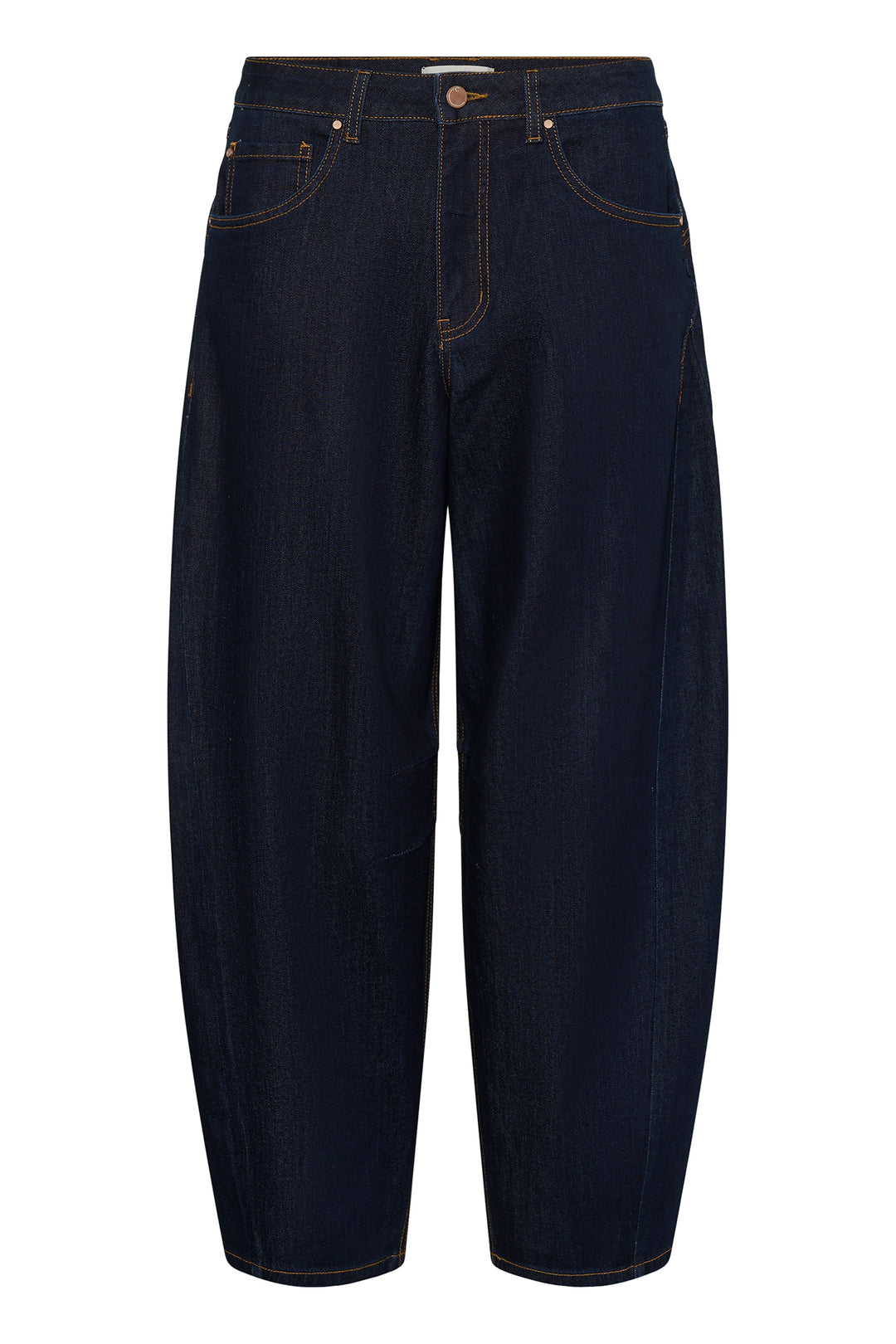 Cream Clothing CRBahren Cape Breton Rinse Blue Barrel Leg Jeans 10614217 109555, front view flat