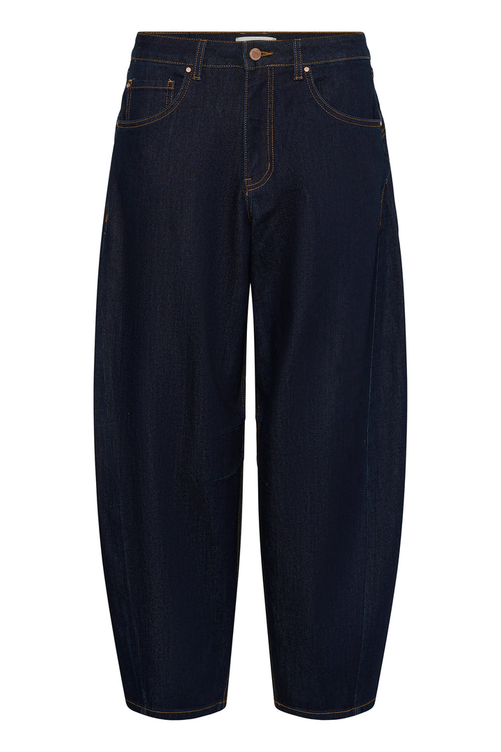Cream Clothing CRBahren Cape Breton Rinse Blue Barrel Leg Jeans 10614217 109555, front view flat
