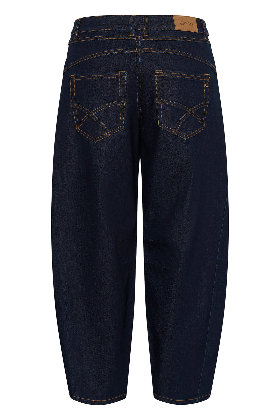 Cream Clothing CRBahren Cape Breton Rinse Blue Barrel Leg Jeans 10614217 109555, back view flat
