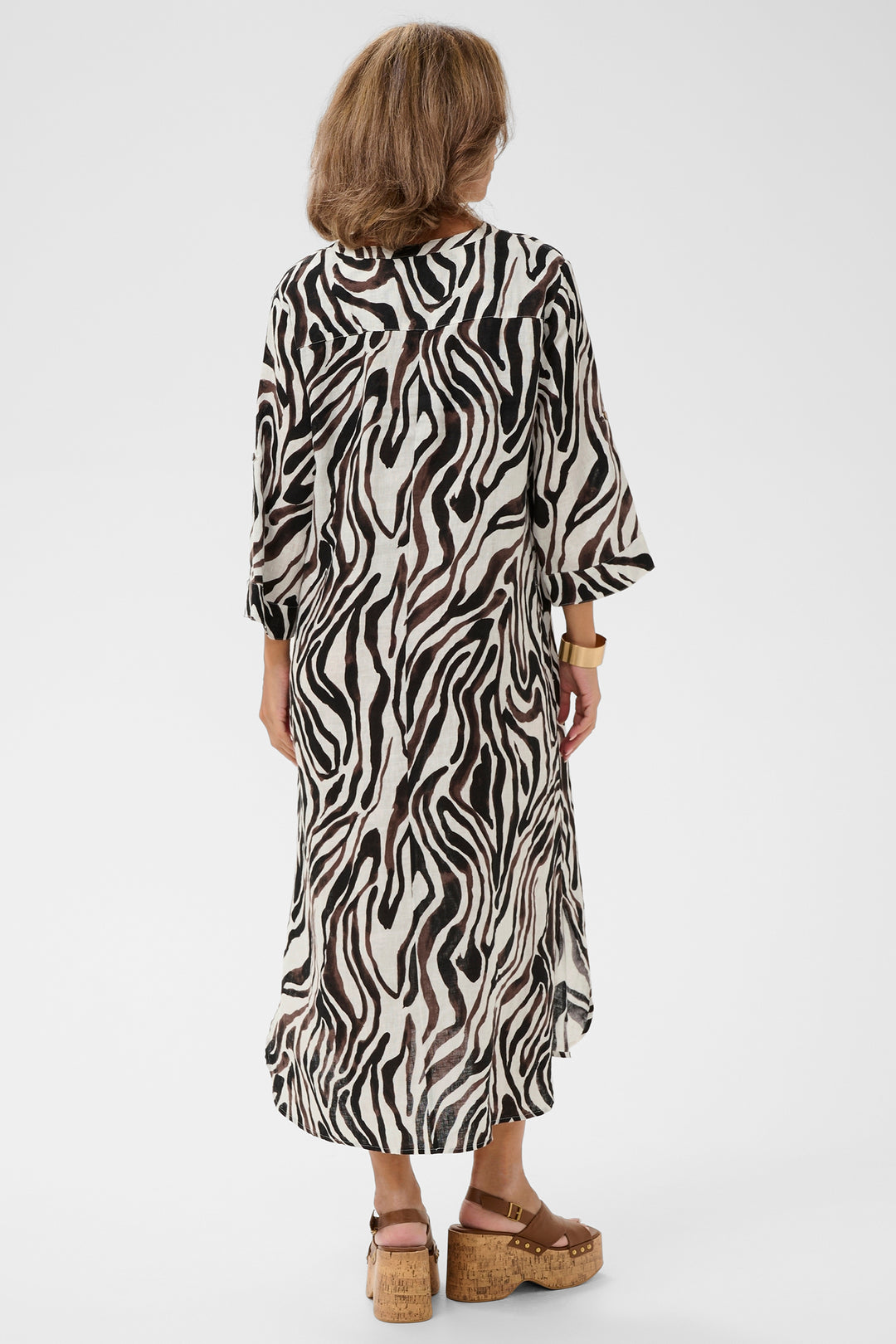 Cream Clothing CRBellis Black White Linen Caftan Dress 10611577 109051