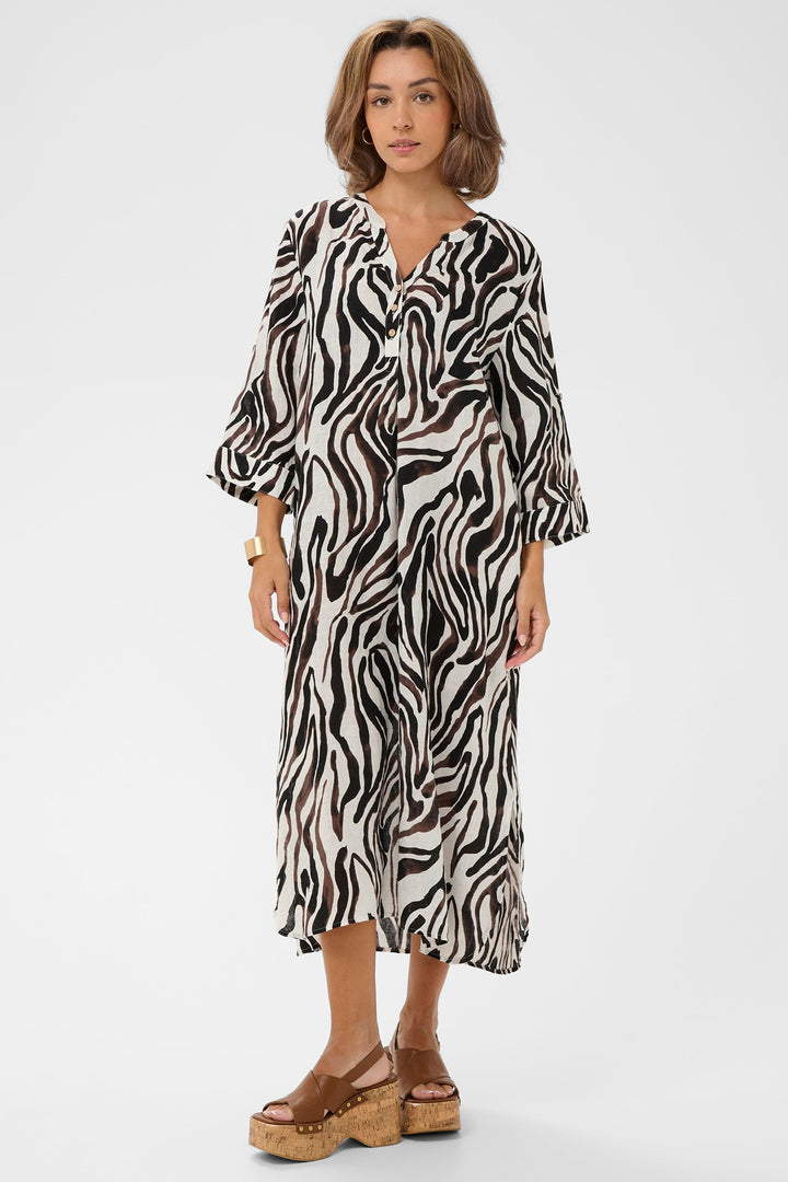 Cream Clothing CRBellis Black White Linen Caftan Dress 10611577 109051