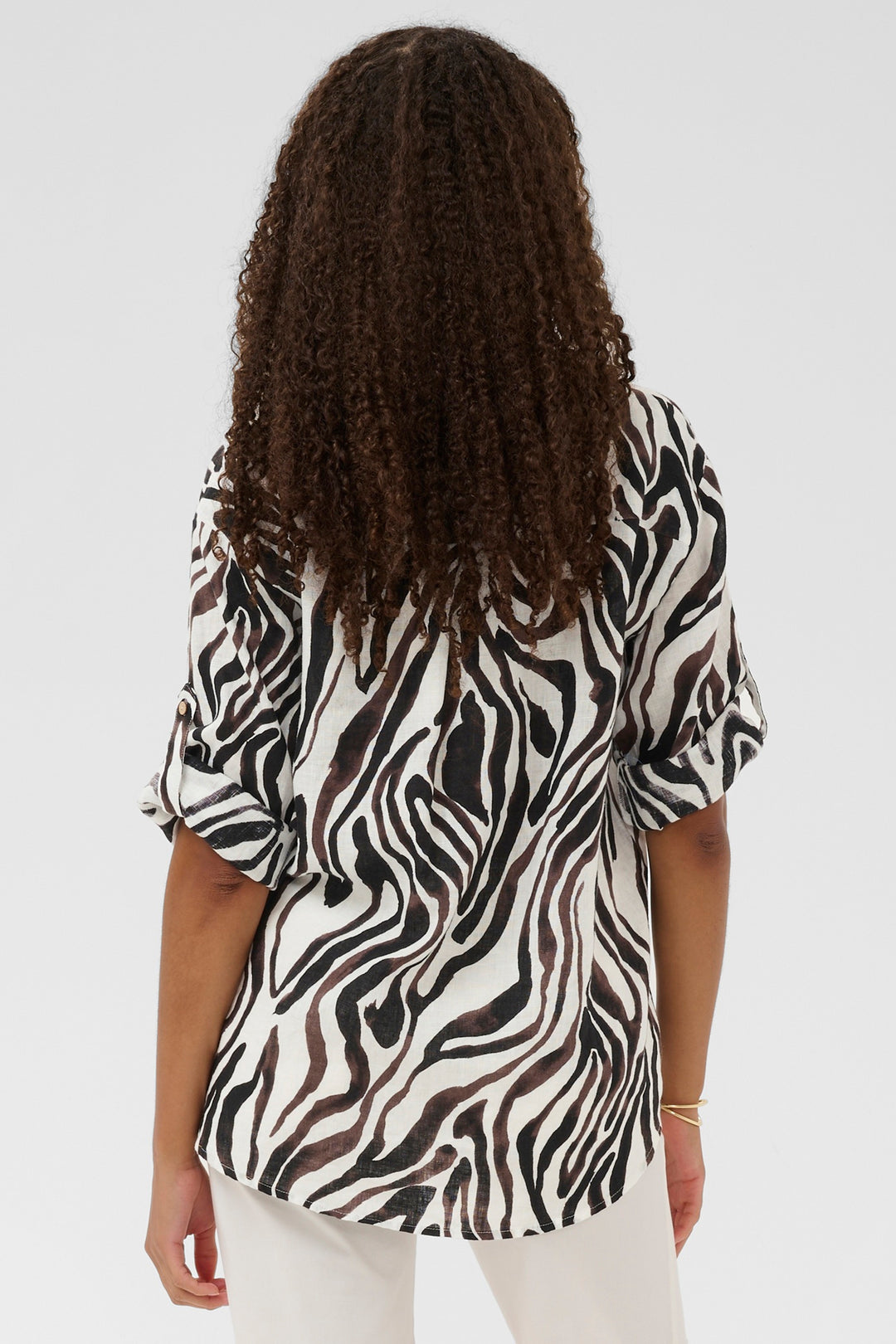 Cream Clothing CRBellis Black, Brown &amp; White Linen Shirt 10612267 109051