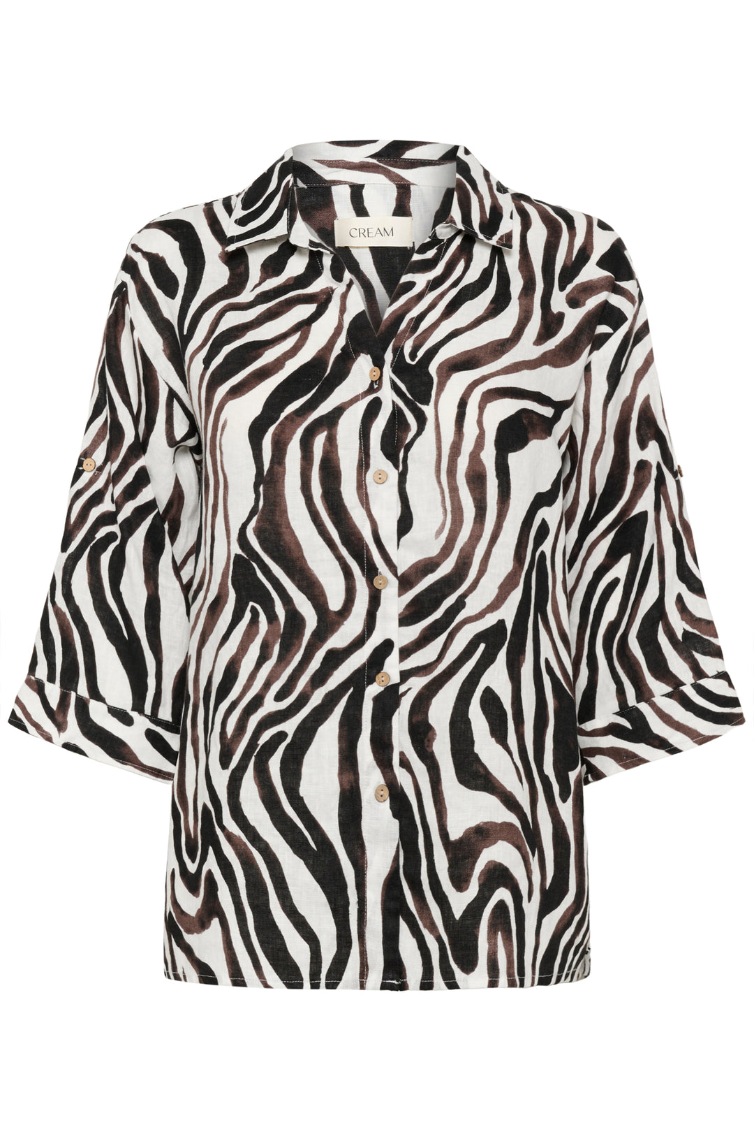 Cream Clothing CRBellis Black, Brown &amp; White Linen Shirt 10612267 109051