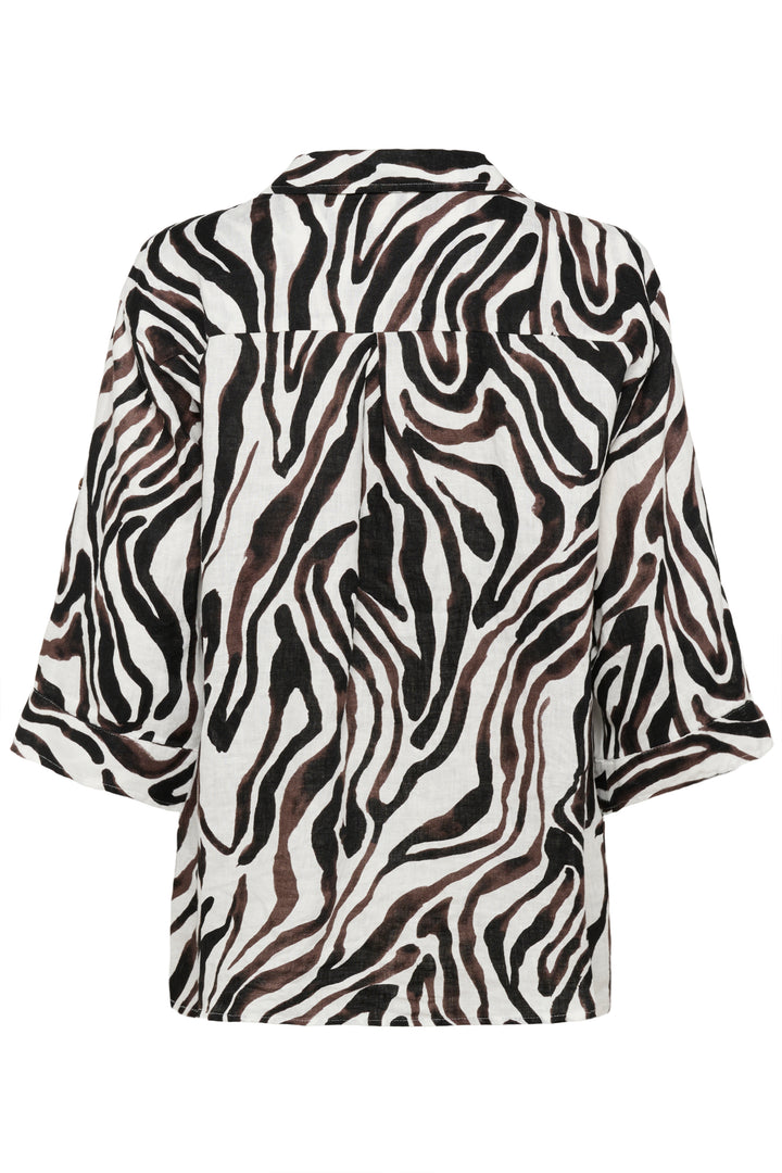 Cream Clothing CRBellis Black, Brown &amp; White Linen Shirt 10612267 109051