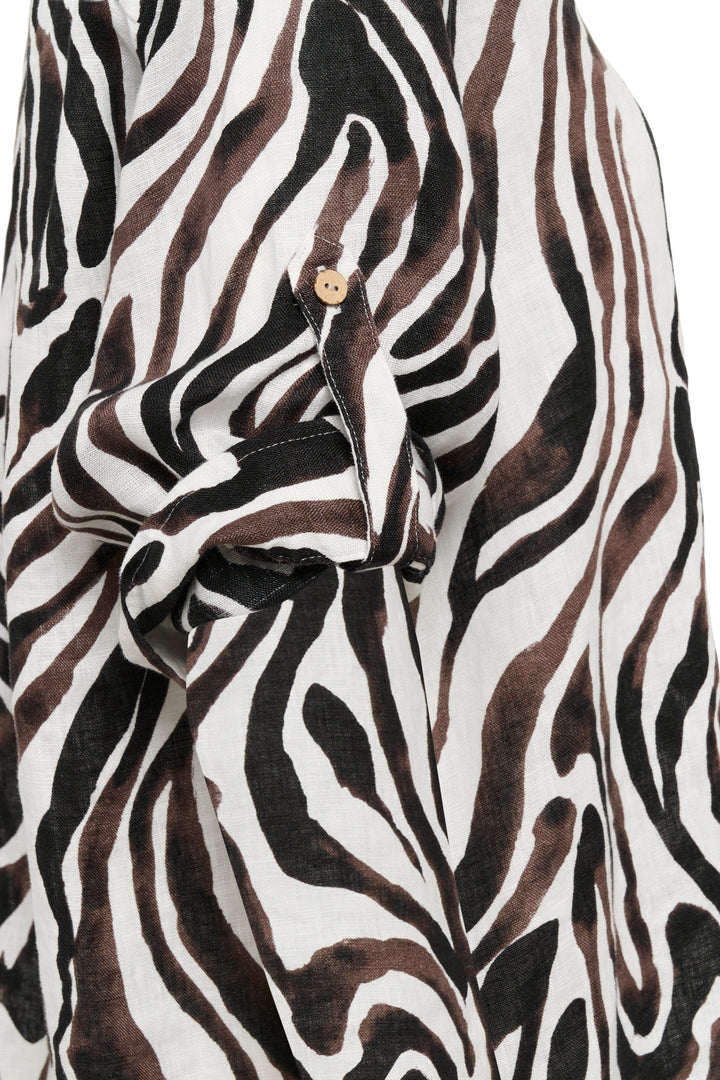 Cream Clothing CRBellis Black, Brown &amp; White Linen Shirt 10612267 109051