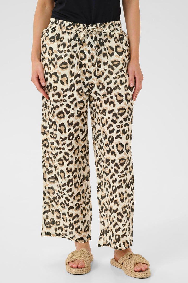 Cream Clothing CRBellis Nature Leopard Linen Trousers 10614017 107352 - Experience Boutique