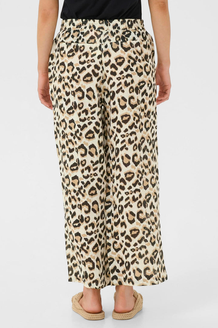 Cream Clothing CRBellis Nature Leopard Linen Trousers 10614017 107352 - Experience Boutique