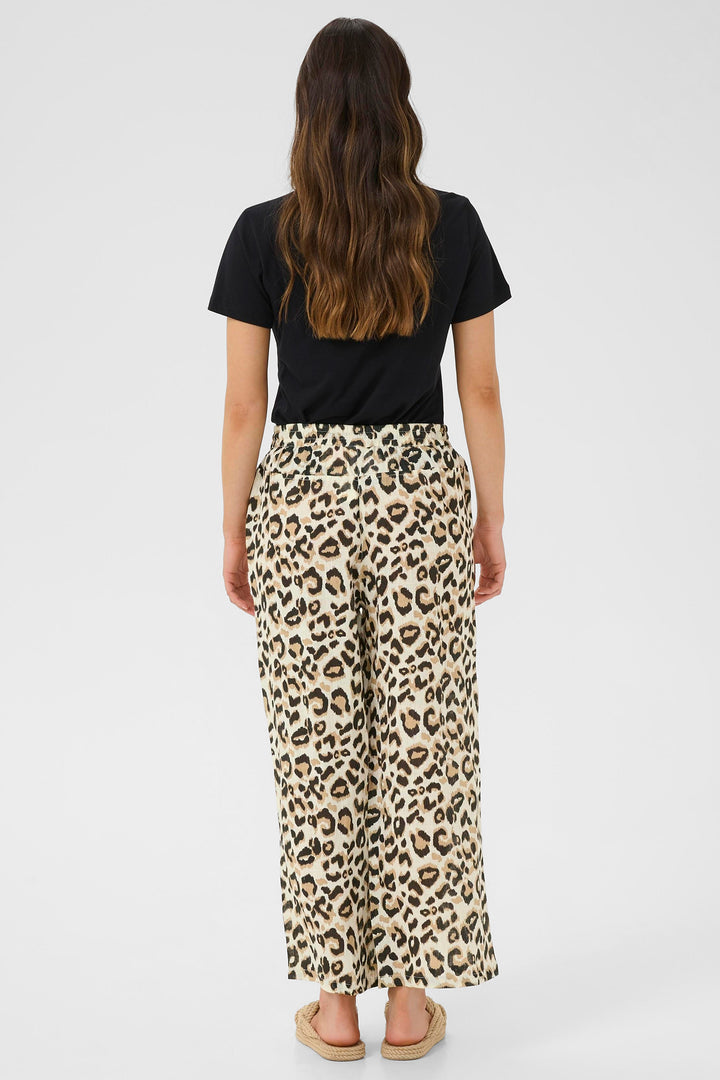 Cream Clothing CRBellis Nature Leopard Linen Trousers 10614017 107352 - Experience Boutique