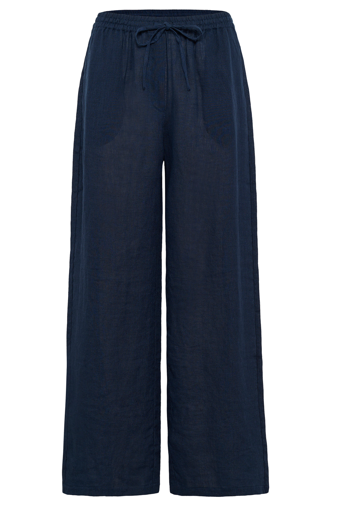 Cream Clothing CRBellis Navy Linen Drawstring Waist Trousers 10611574 194024 - Experience Boutique