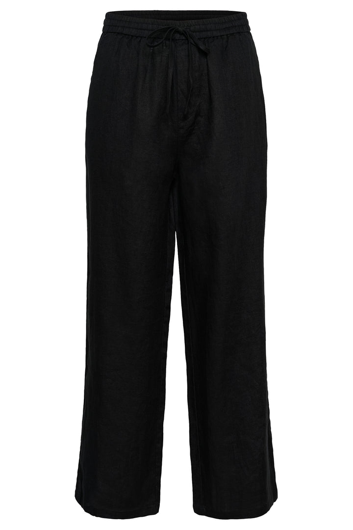Cream Clothing CRBellis Pitch Black Linen Trousers 10615410 100120