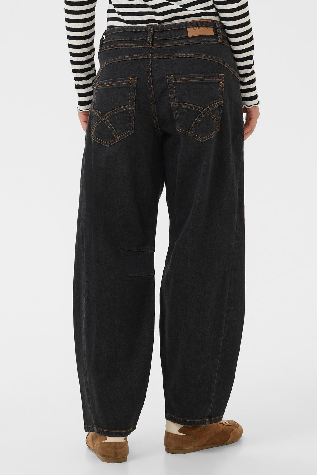 Cream Clothing CRCaysa Ankl Black Washed Denim Relaxed Fit Barrel Jeans 10614503 105225