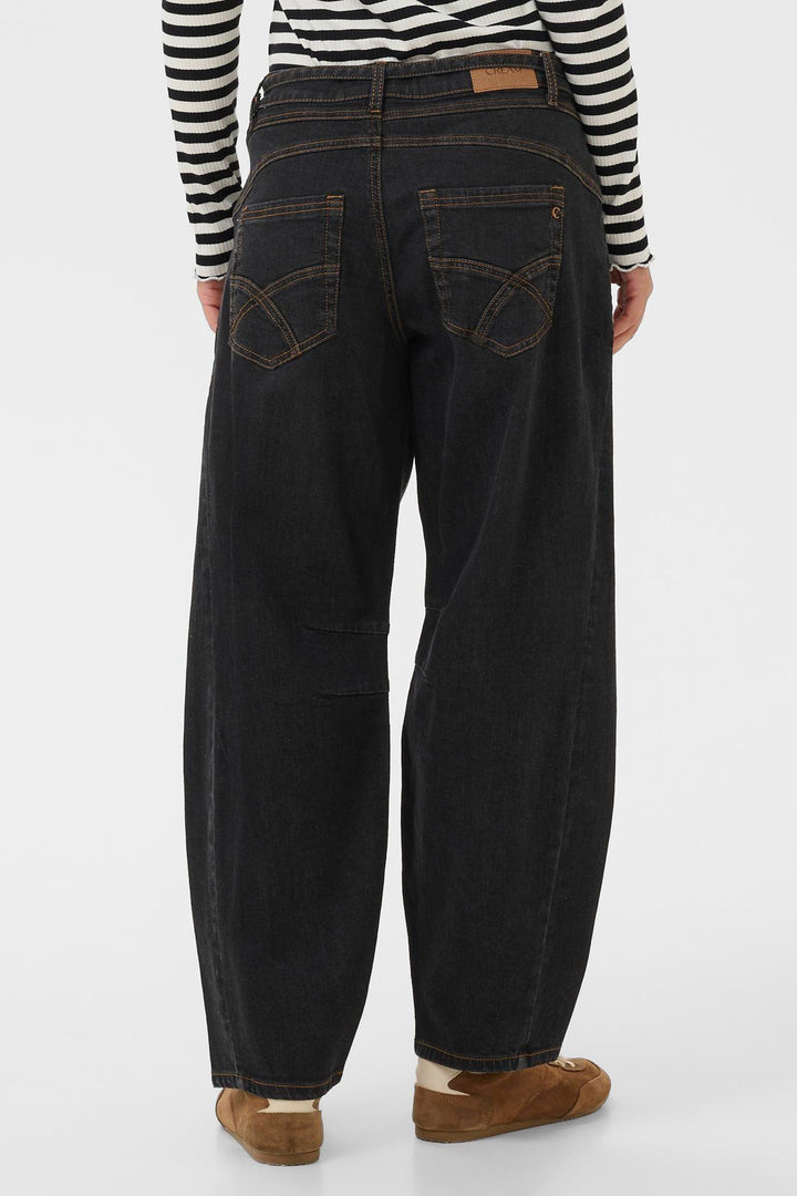 Cream Clothing CRCaysa Ankl Black Washed Denim Relaxed Fit Barrel Jeans 10614503 105225