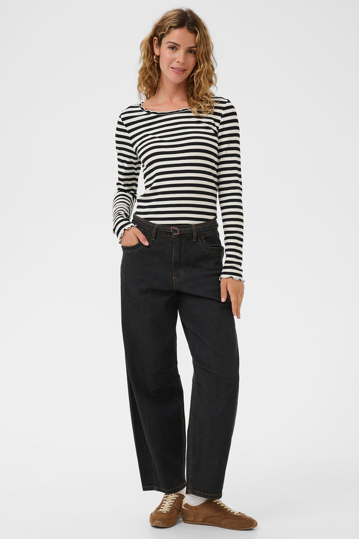 Cream Clothing CRCaysa Ankl Black Washed Denim Relaxed Fit Barrel Jeans 10614503 105225