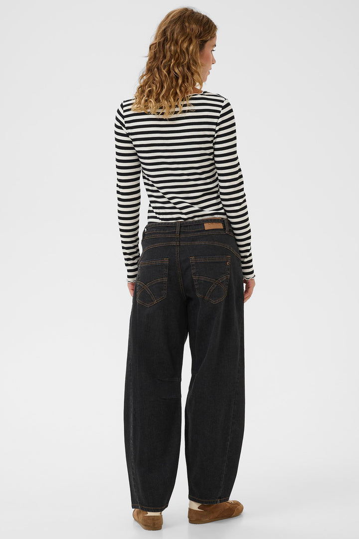 Cream Clothing CRCaysa Ankl Black Washed Denim Relaxed Fit Barrel Jeans 10614503 105225