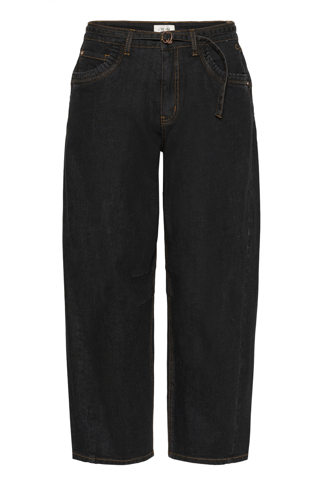 Cream Clothing CRCaysa Ankl Black Washed Denim Relaxed Fit Barrel Jeans 10614503 105225
