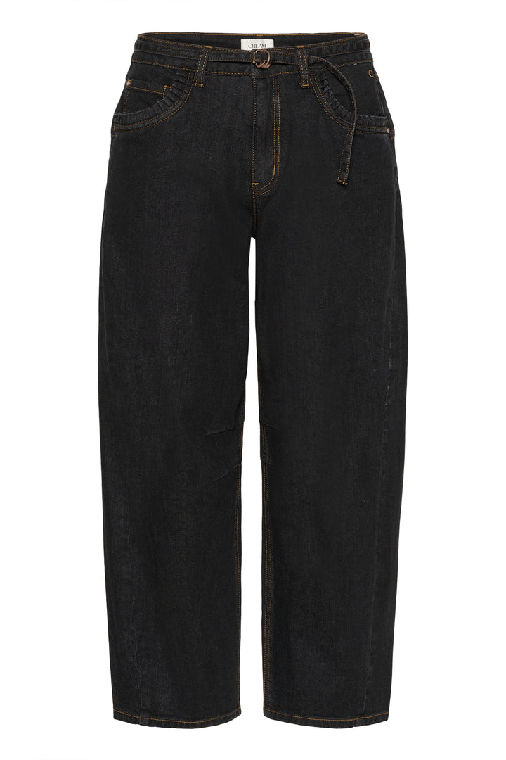 Cream Clothing CRCaysa Ankl Black Washed Denim Relaxed Fit Barrel Jeans 10614503 105225