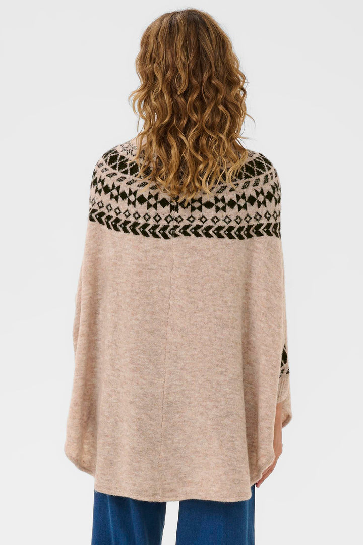Cream Clothing CRCherrie Beige Ancient Scroll Jaquard Poncho Jumper 10615072 106445