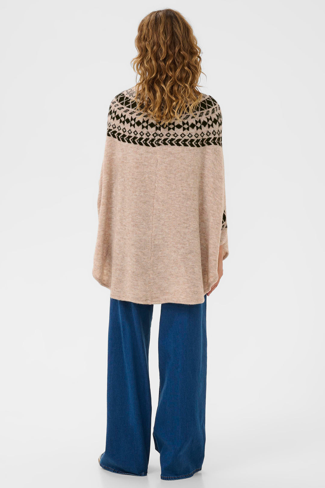 Cream Clothing CRCherrie Beige Ancient Scroll Jaquard Poncho Jumper 10615072 106445