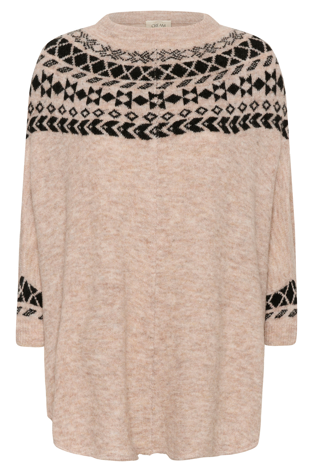 Cream Clothing CRCherrie Beige Ancient Scroll Jaquard Poncho Jumper 10615072 106445
