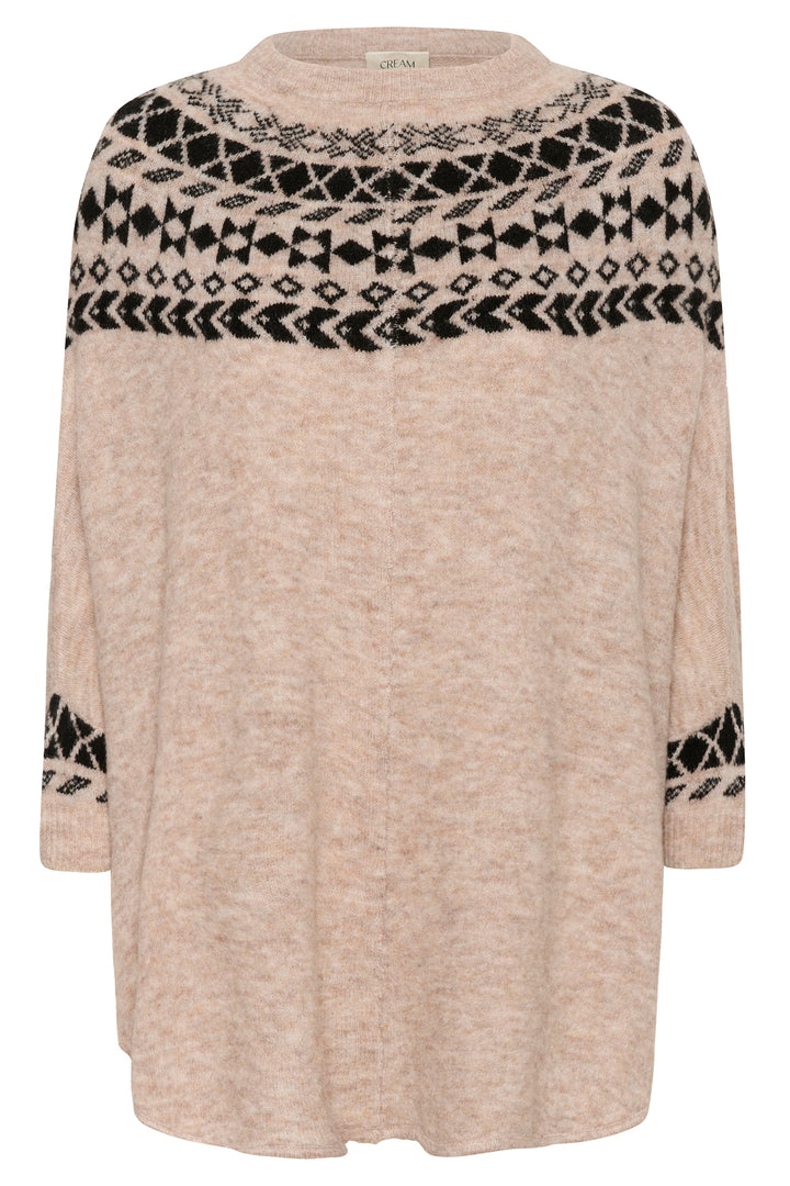 Cream Clothing CRCherrie Beige Ancient Scroll Jaquard Poncho Jumper 10615072 106445