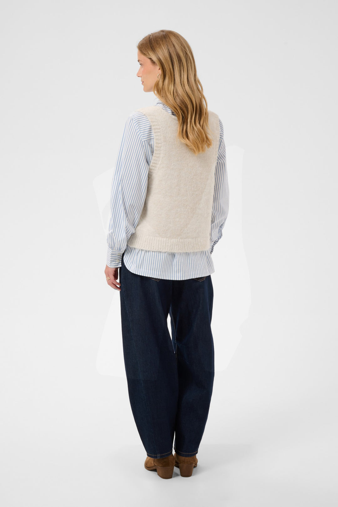 Cream CRCladine Oatmeal Beige Jumper, back model full length