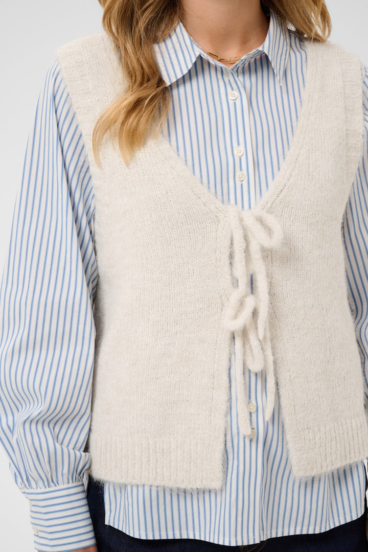 Cream CRCladine Oatmeal Beige Jumper, front model detail