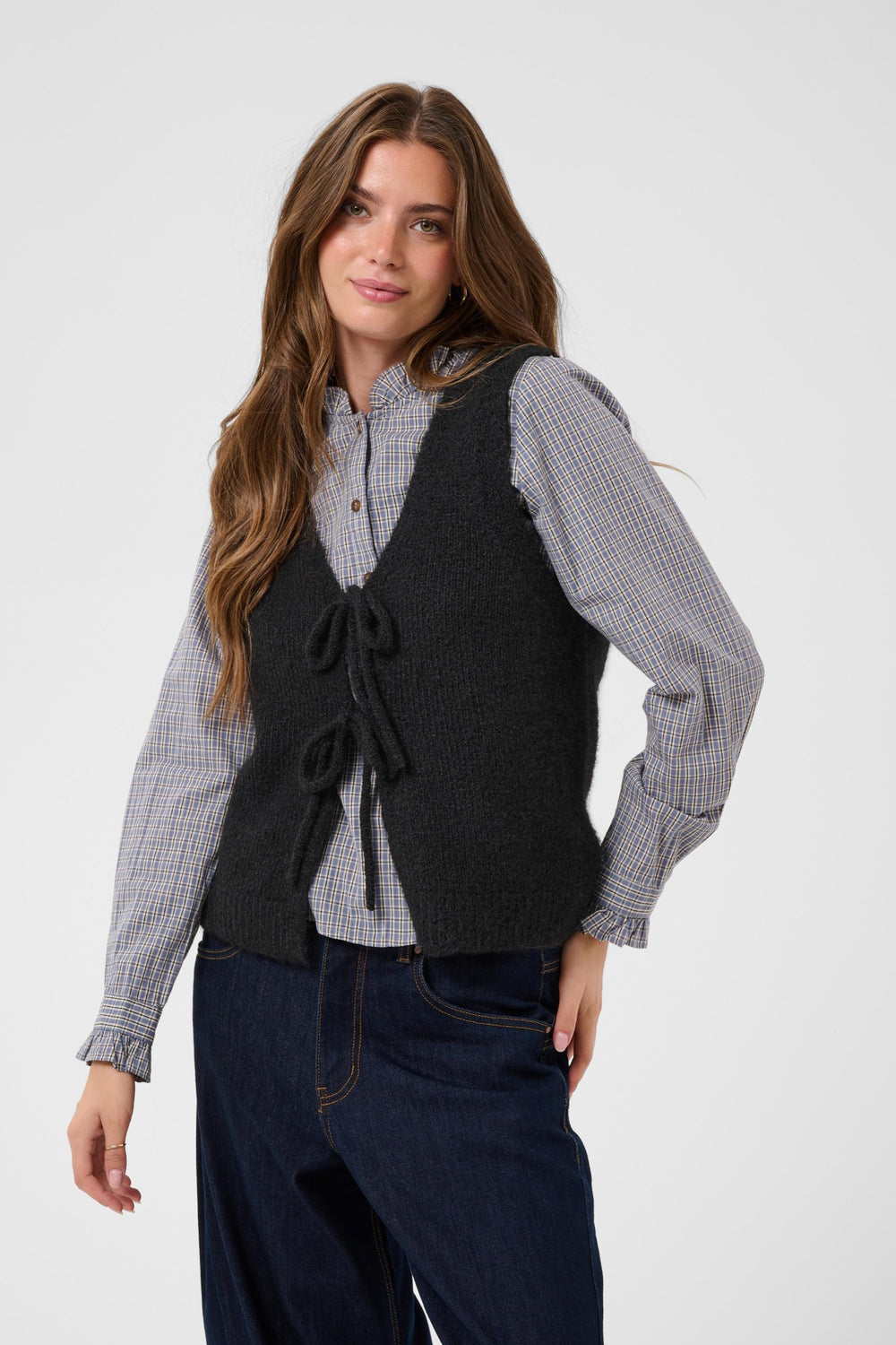 Cream CRCladine Pitch Black Jumper, front model cropped