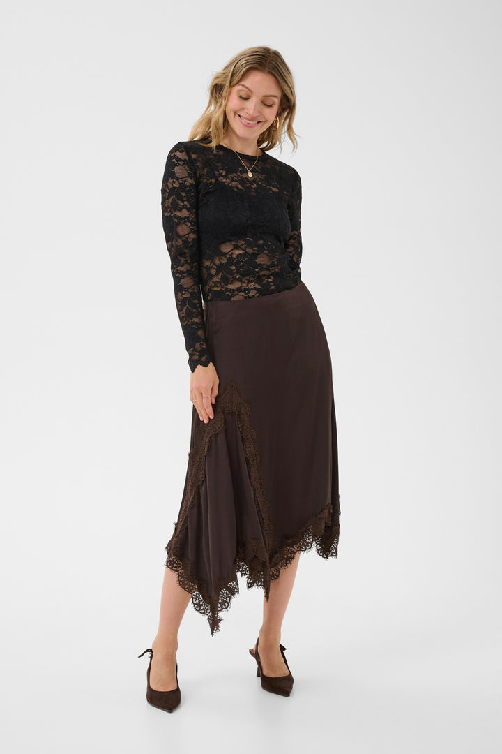 Cream CRConfir Java Brown Skirt, front model full length
