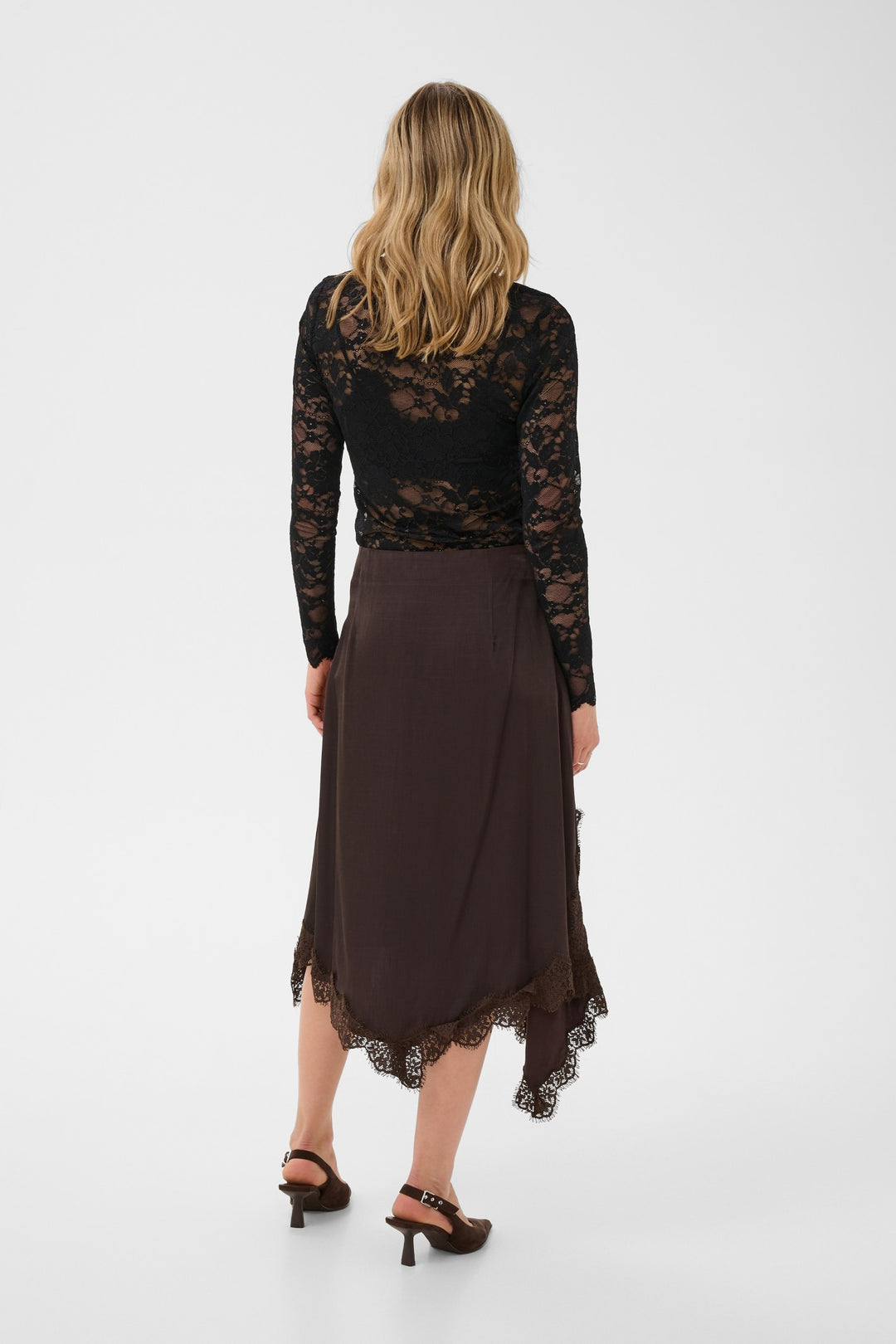 Cream CRConfir Java Brown Skirt, back model full length