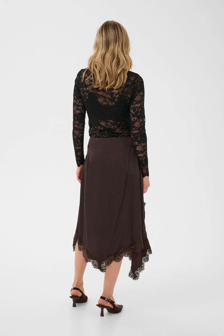 Cream CRConfir Java Brown Skirt, back model full length
