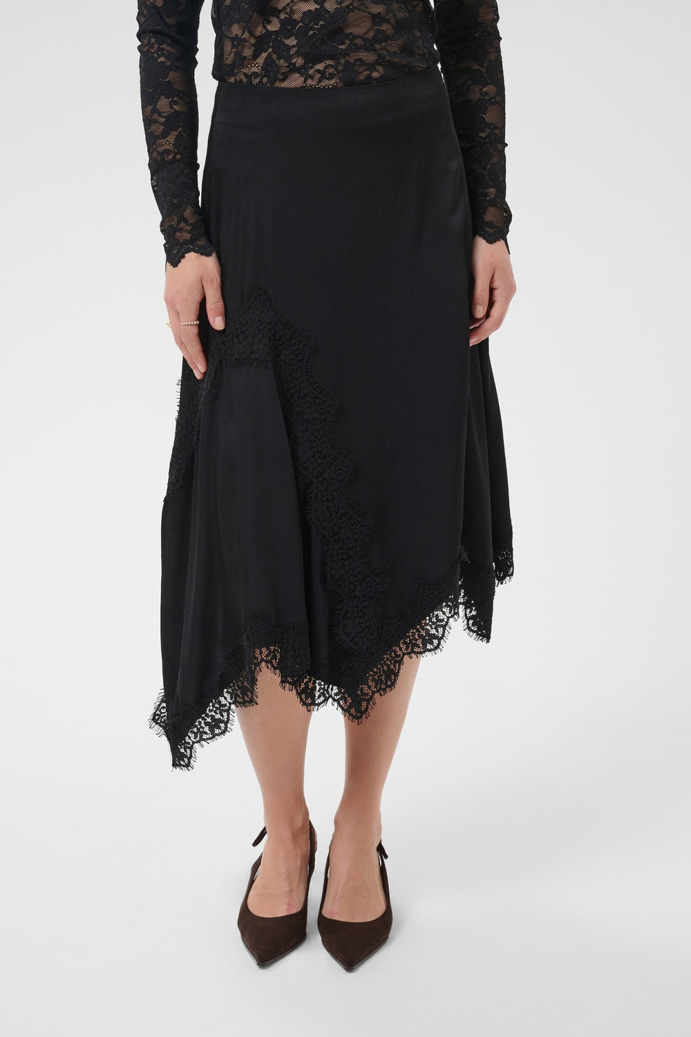Cream CRConfir Pitch Black Skirt, front model cropped