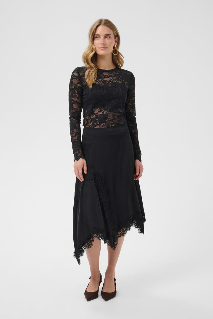 Cream CRConfir Pitch Black Skirt, front model full length