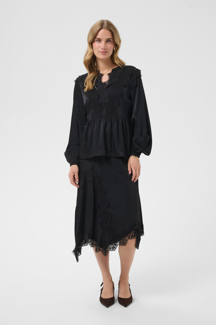 Cream CRConfir Pitch Black Skirt, front model full length