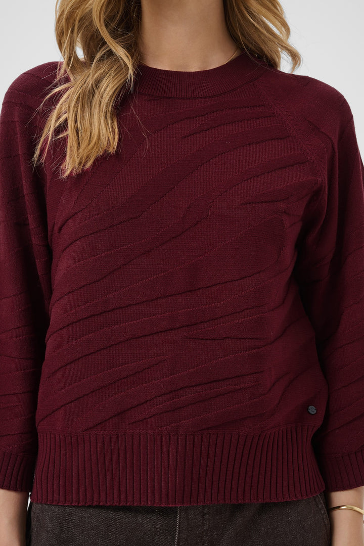 Cream CRDela Cabernet Red Jumper, front model detail