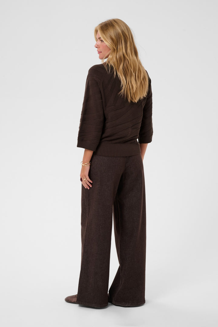 Cream CRDela Java Brown Jumper, back model full length