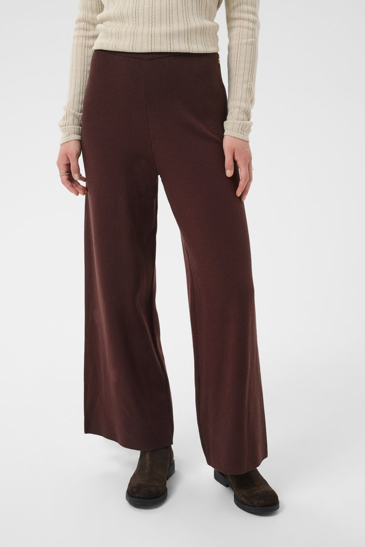 Cream CRDela Java Brown Trousers, front model cropped