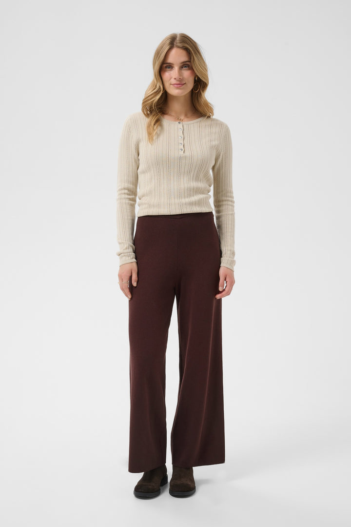 Cream CRDela Java Brown Trousers, front model full length
