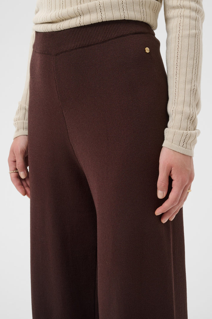 Cream CRDela Java Brown Trousers, front model cropped