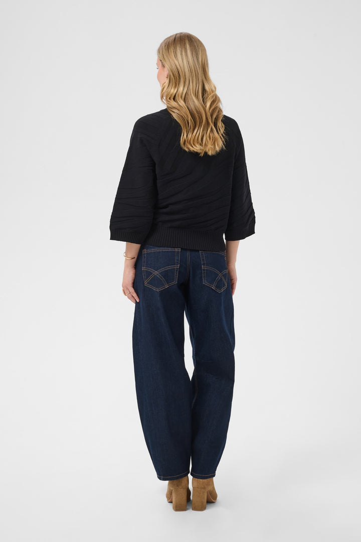 Cream CRDela Pitch Black Jumper, back model full length