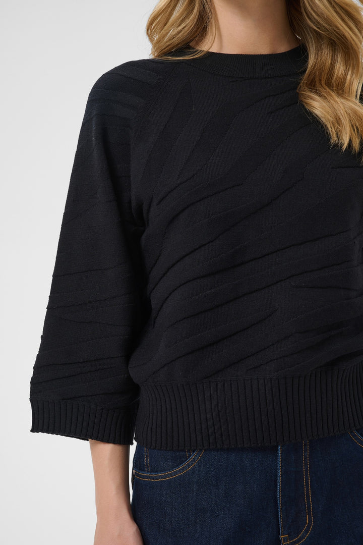 Cream CRDela Pitch Black Jumper, front model detail