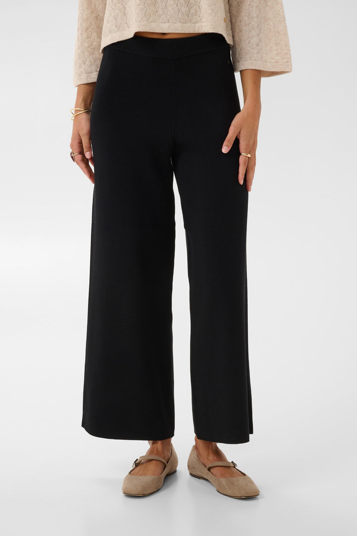 Cream CRDela Pitch Black Trousers, front model cropped