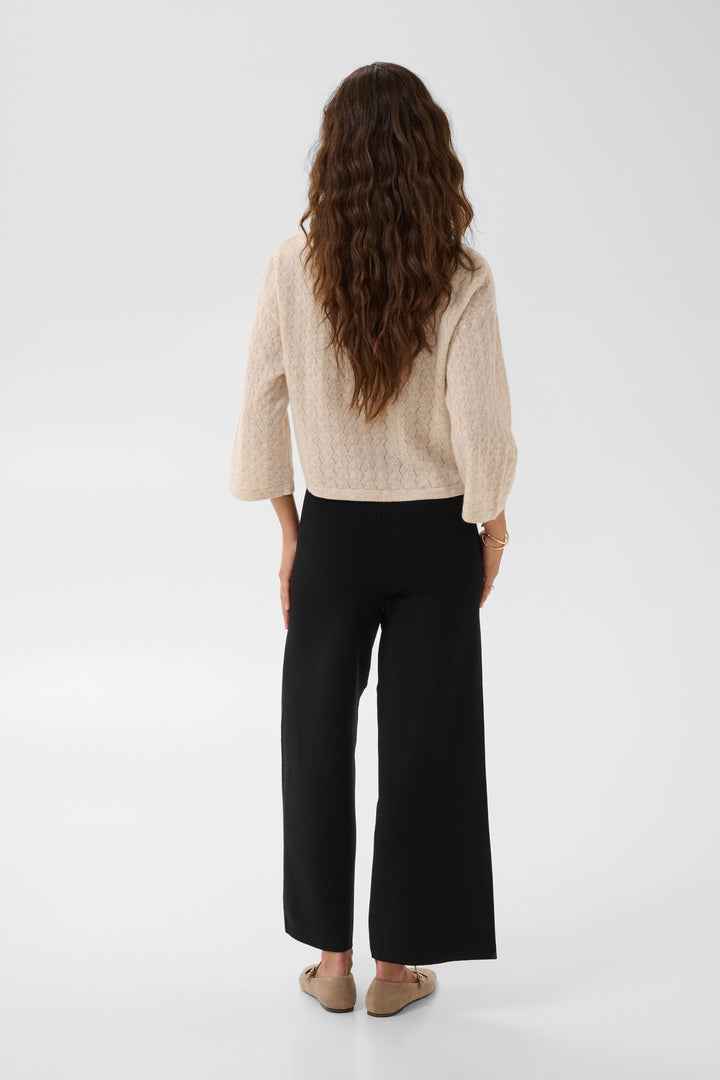 Cream CRDela Pitch Black Trousers, back model full length