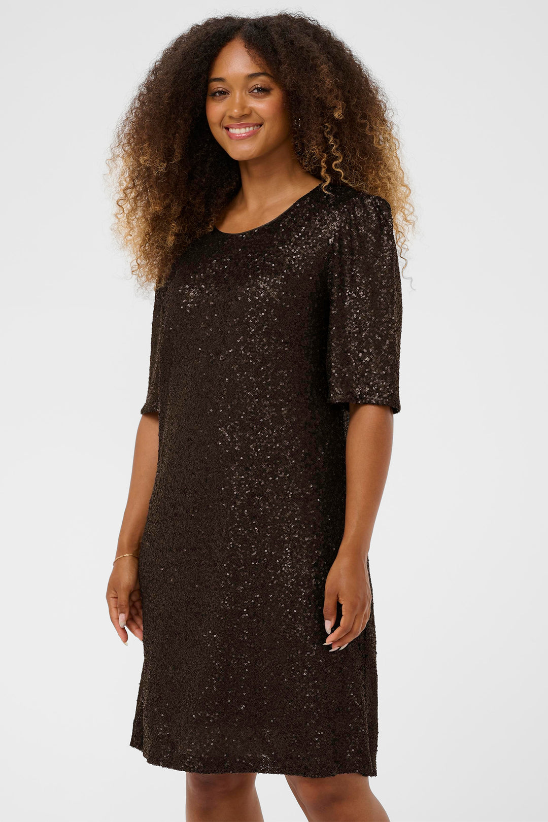 Cream Clothing CRDiddi Java Brown Sequin Dress 10614506 191016