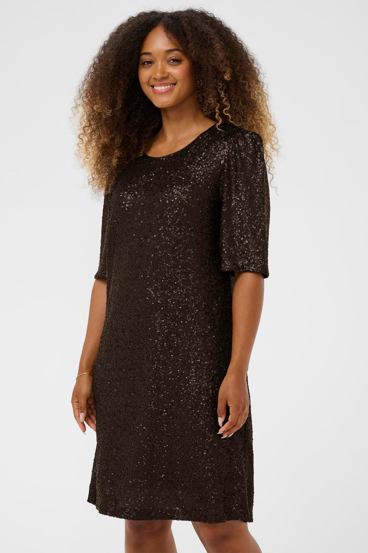 Cream Clothing CRDiddi Java Brown Sequin Dress 10614506 191016