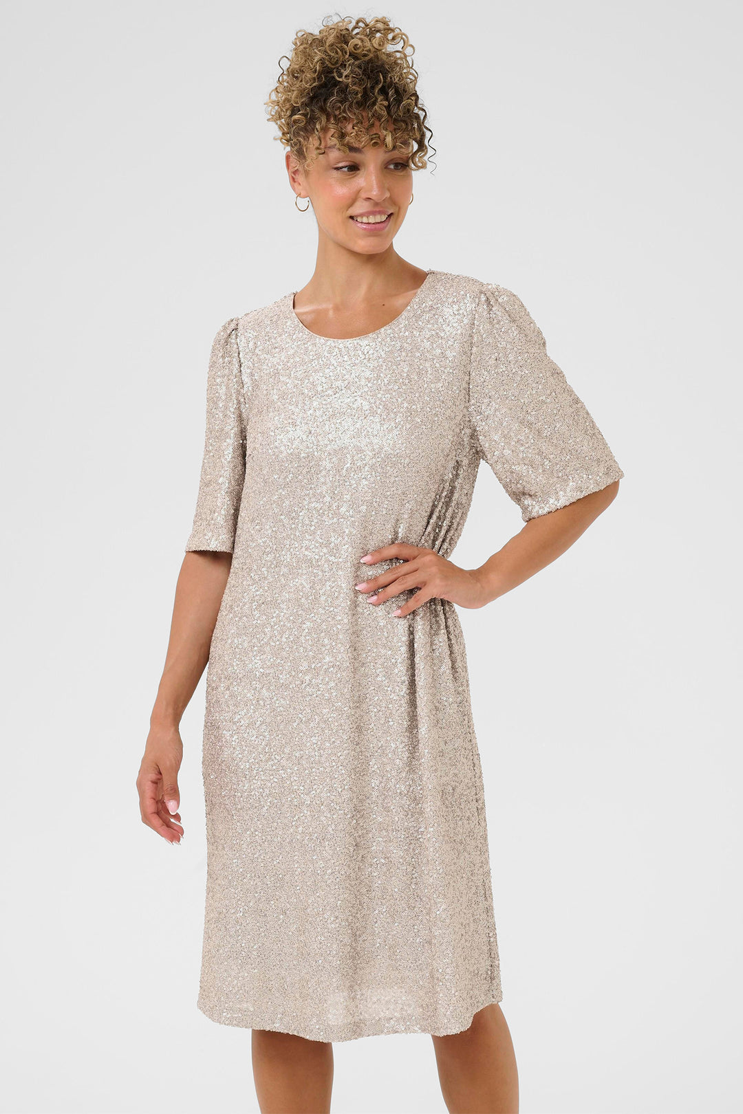 Cream Clothing CRDiddi String Champagne Sequin Dress 10614506 161305