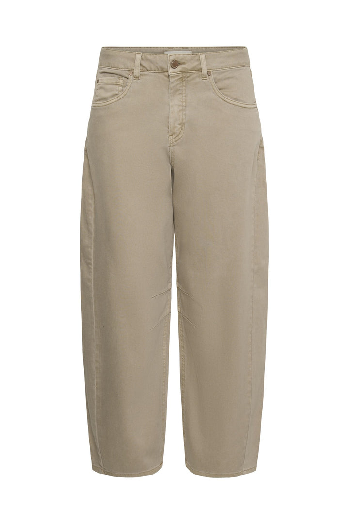 Cream Clothing CRDjuli cobblestone wash beige relaxed fit barrel jeans, front packshot