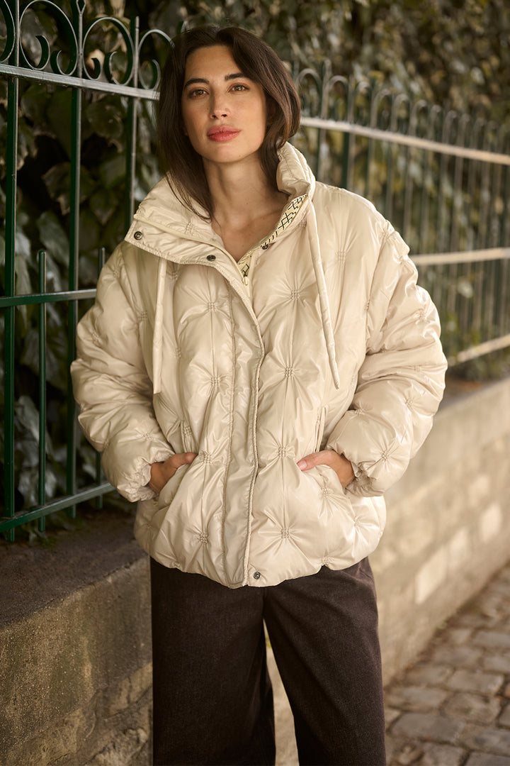 Cream Clothing CRDrakie Oatmeal Padded Jacket, front view